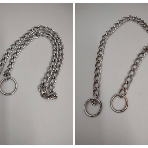Dog Silvertone Basic Chain Control Collar For Dogs L 18 And Xl 24